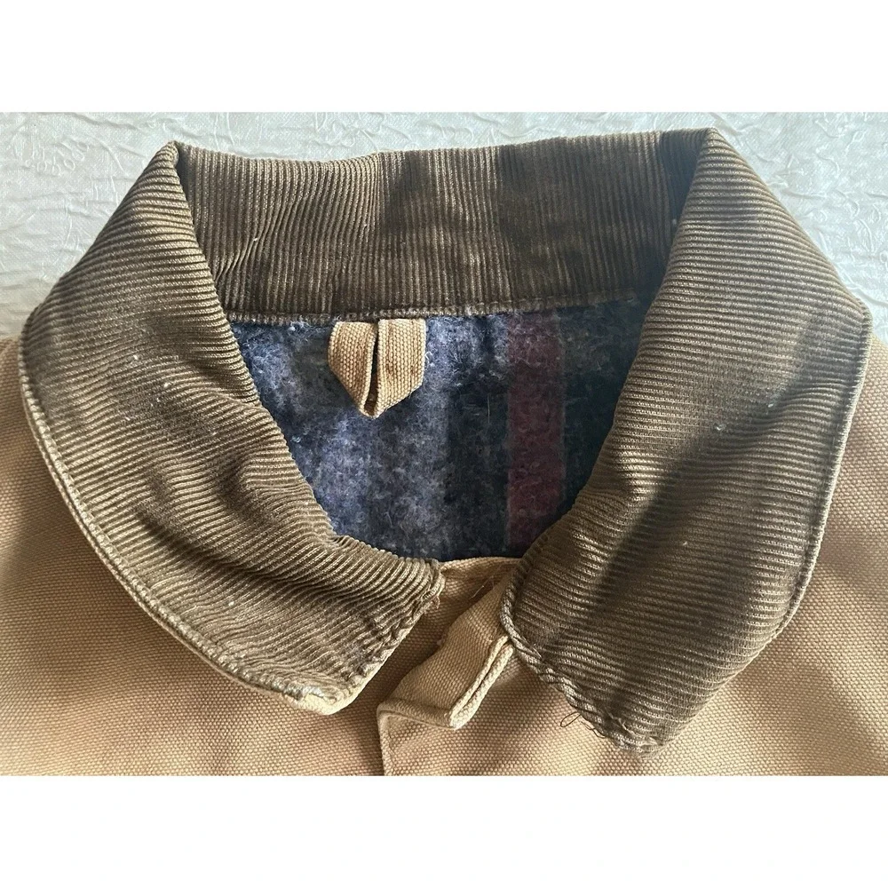 Carhartt Blanket Detroit Lined Canvas Chore Work Jacket 46 USA Made Pockets VTG